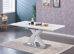 Table blanc glossy extensible